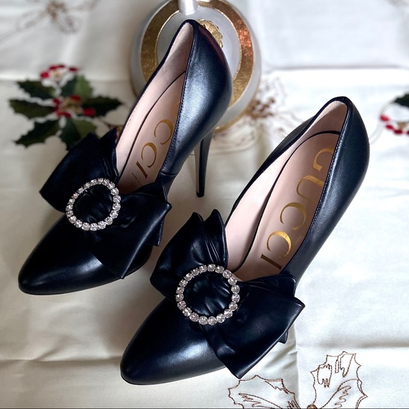 gucci crystal bow shoes